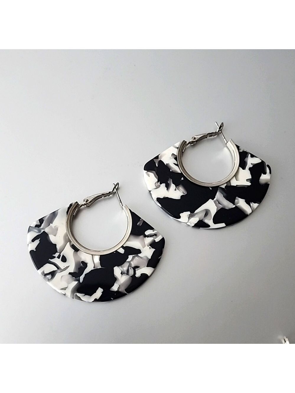 GEOMETRIC Black Marble ACRYLIC EARRINGS Fun And Whimsy